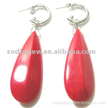 925 silver earring with red agate